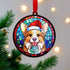Corgi in Santa Hat Suncatcher Decoration